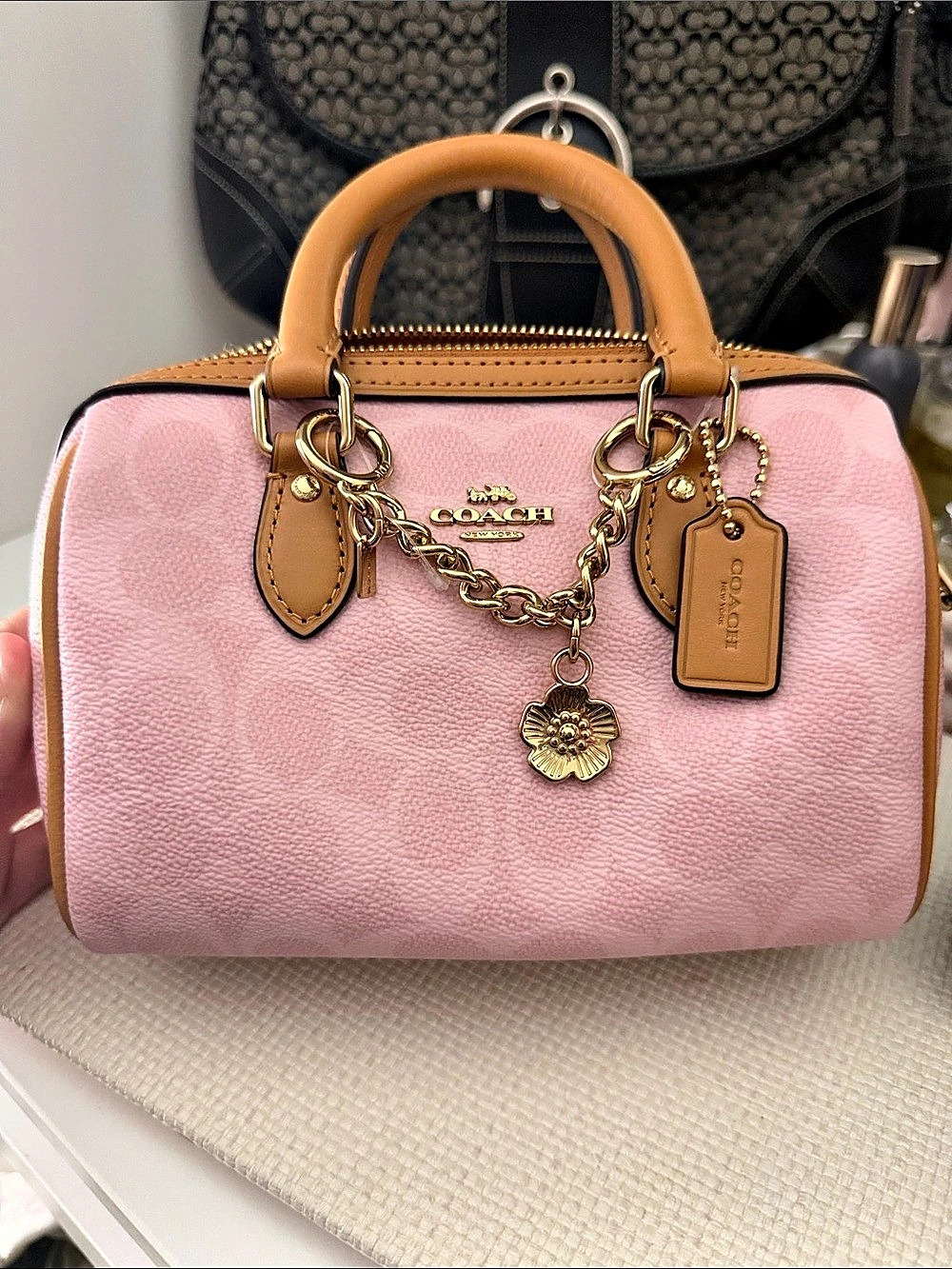 Coach Mini Rowan Crossbody Bag Pink & Brown NWT